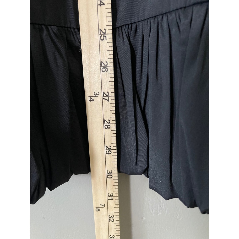 Betsy & Adam Black Ruched Bubble Hem Cocktail Dress Square Neck Size 12 - Picture 6 of 10